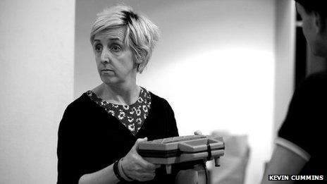 Julie Hesmondhalgh in rehearsals for Blindsided at the Royal Exchange