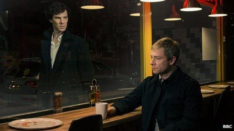 Benedict Cumberbatch as Sherlock and Martin Freeman as John Watson