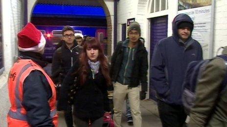 Passengers leaving Taunton train station