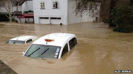 car under water in dorking