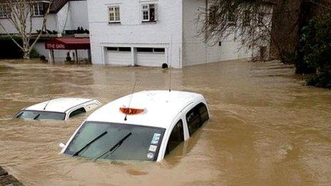 car under water in dorking