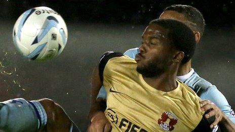 Leyton Orient's Yohann Lasimant in action against Coventry City