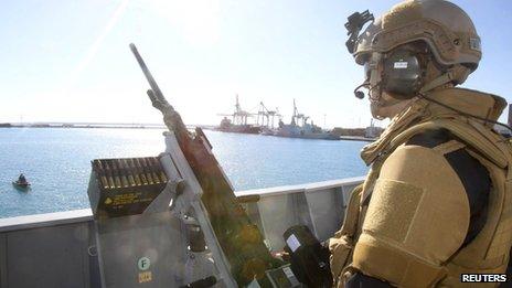 Crew member of the Norwegian frigate in Limassol (14 December 2013)