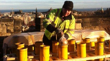 fireworks put in place for Edinburgh Castle displays