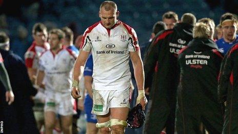 Dejected Ulster lock Dan Tuohy trudges off after the Dublin defeat