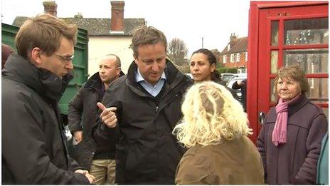 David Cameron talking to Erica Olivares