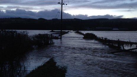 Flooded road near Closeburn