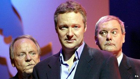 John Fortune (right) with John Bird and Rory Bremner