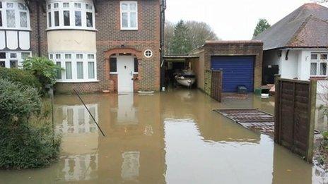 Geoff Spreadbury's flooded home in Horley