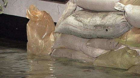 Sandbags in Looe,