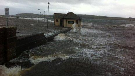 Flooding at the putting green office in Largs