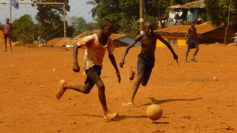 Young footballers in Freetown