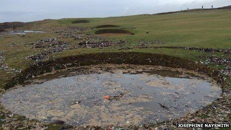 Storm damage on the course at Royal Porthcawl Golf Club