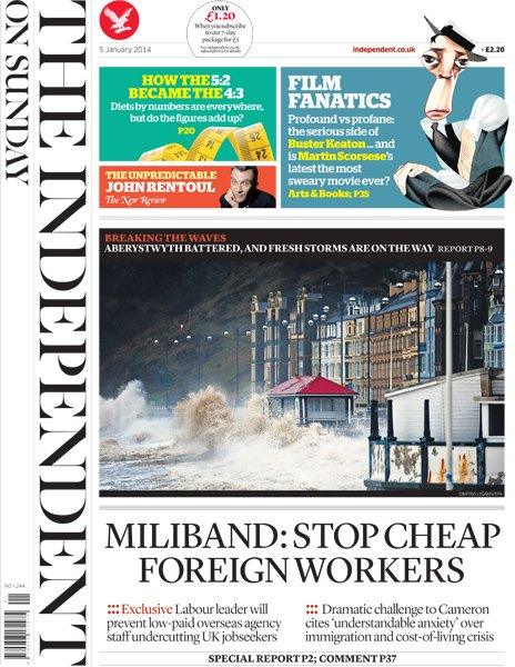 Independent on Sunday front page 5/1/14