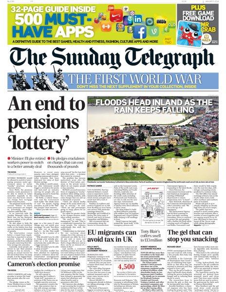 Sunday Telegraph front page 5/1/14