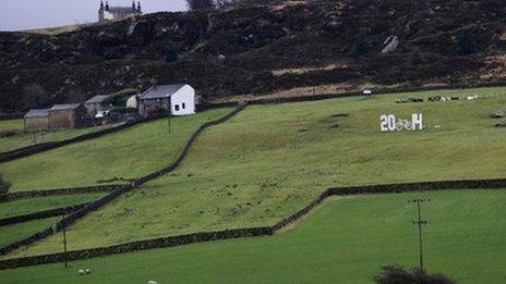 2014 sign in a Keighley field