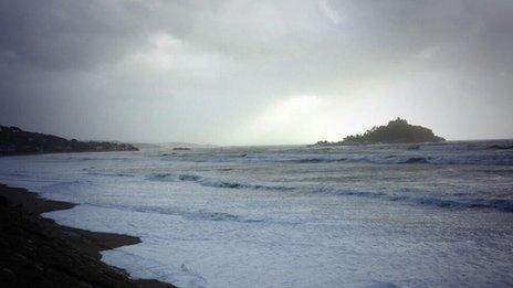 Stormy conditions at Marazion