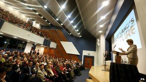 Nicola Sturgeon giving speech at St Andrews University