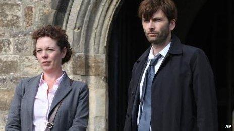 Olivia Colman as Ellie Miller and David Tennant as Alec Hardy in ITV crime drama Broadchurch