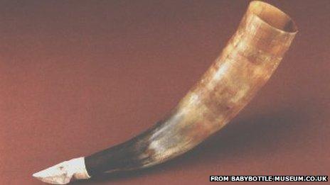 A hollowed out animal horn