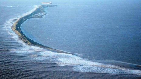 Aerial view of Spurn Point on 7 December