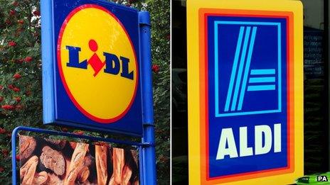 Lidl and Aldi signs