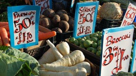 Vegetables for sale on a market stall