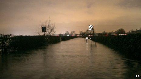 A flooded road