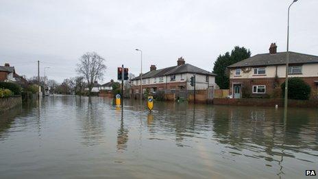 A flooded road junction