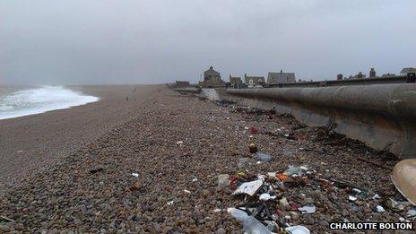 Litter on Chesil Beach