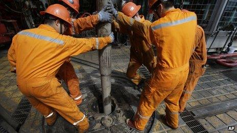 Workers on a rig