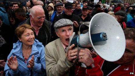 Pensioners on a protest