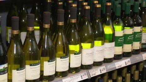 wine for sale in supermarket