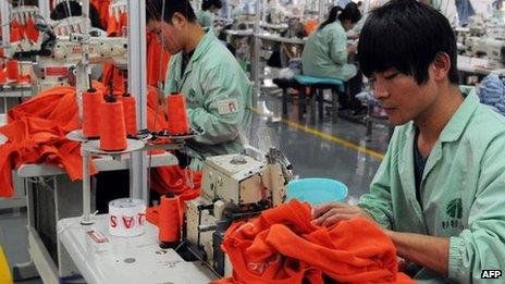 Workers at a factory in China