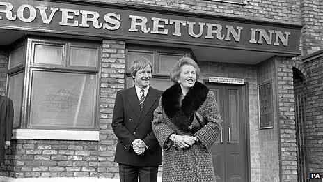 William Roache with Margaret Thatcher