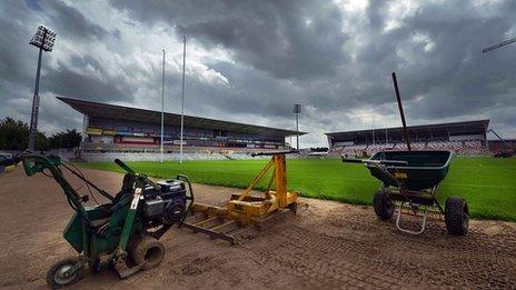 Construction work at Ravenhill rugby stadium