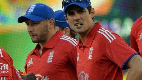 Alastair Cook and the England team at the ODI in Melbourne