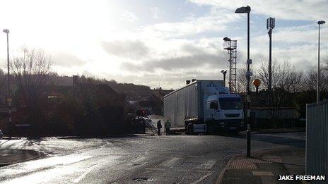 Lorry on the line