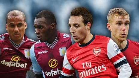 Gabriel Agbonlahor, Christian Benteke, Santi Cazorla, Per Mertesacker