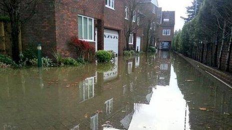 Flooded homes in Old Windsor