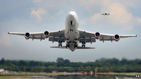 Aircraft taking off at Gatwick Airport