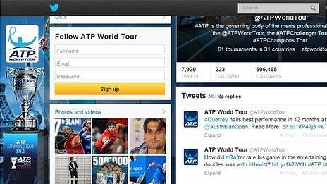 Snapshot of ATP twitter page