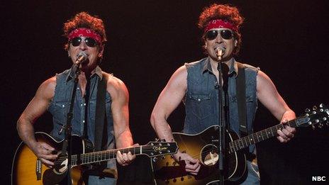 Bruce Springsteen (left) and Jimmy Fallon on 14 January 2014