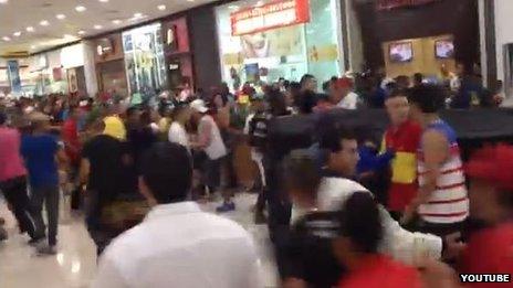 A screengrab from YouTube video of a 'rolezinho' in Sao Paolo