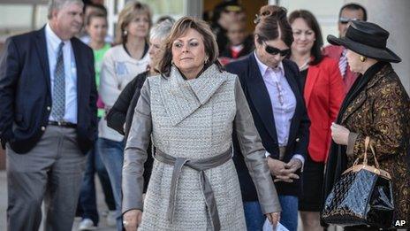 New Mexico Gov. Susana Martinez arrives for a press conference at Berrendo Middle School in Roswell, New Mexico 14 January 2014