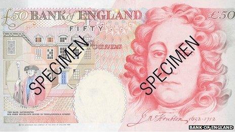 Old £50 banknote featuring Sir John Houblon