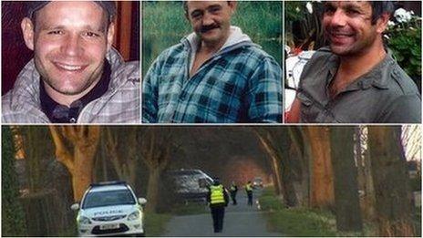 Lukasz Slaboszewski (l), John Chapman (c) and Kevin Lee (r) were found in ditches