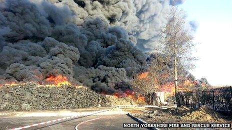 Tyre fire at Sherburn in Elmet