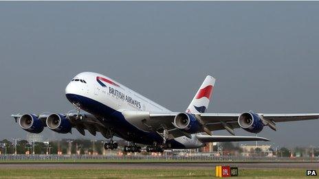 A380 superjumbo taking off