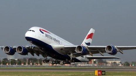 A380 superjumbo taking off